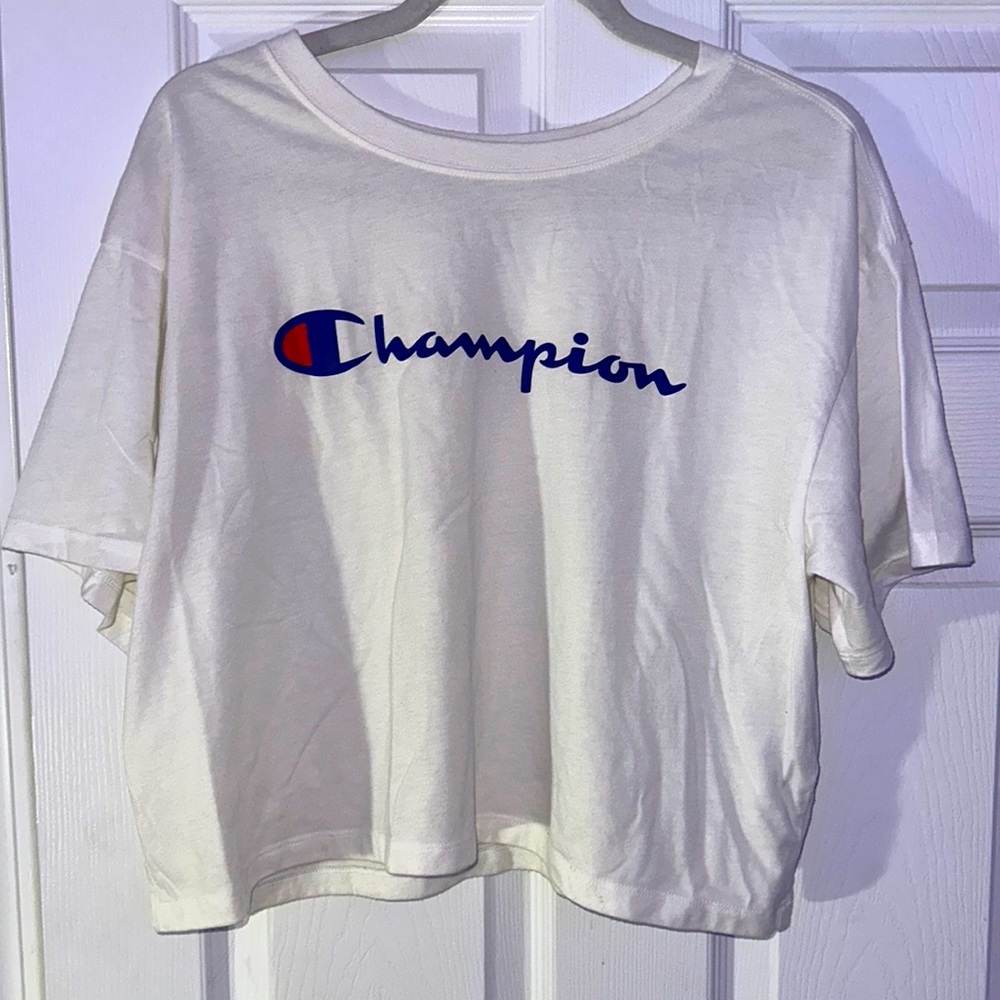 Champion white logo crop top